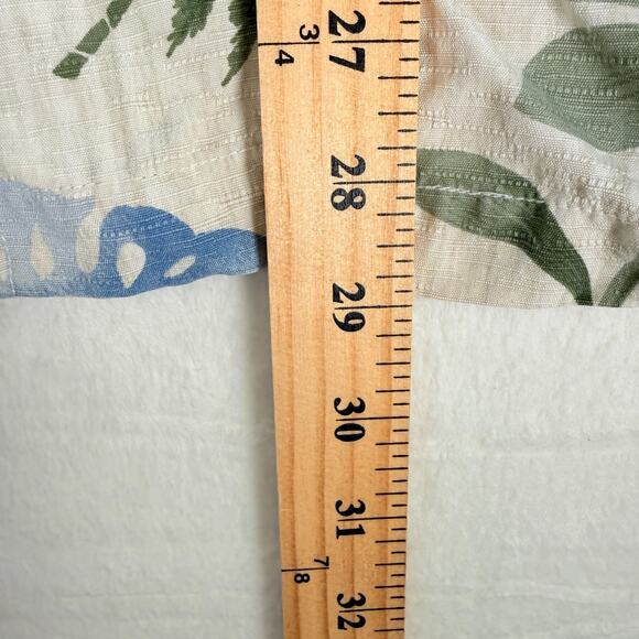 Nautica Mens Cream Leaf Print Silk Easy Care Beach Button Up Shirt Size Large - Picture 5 of 5